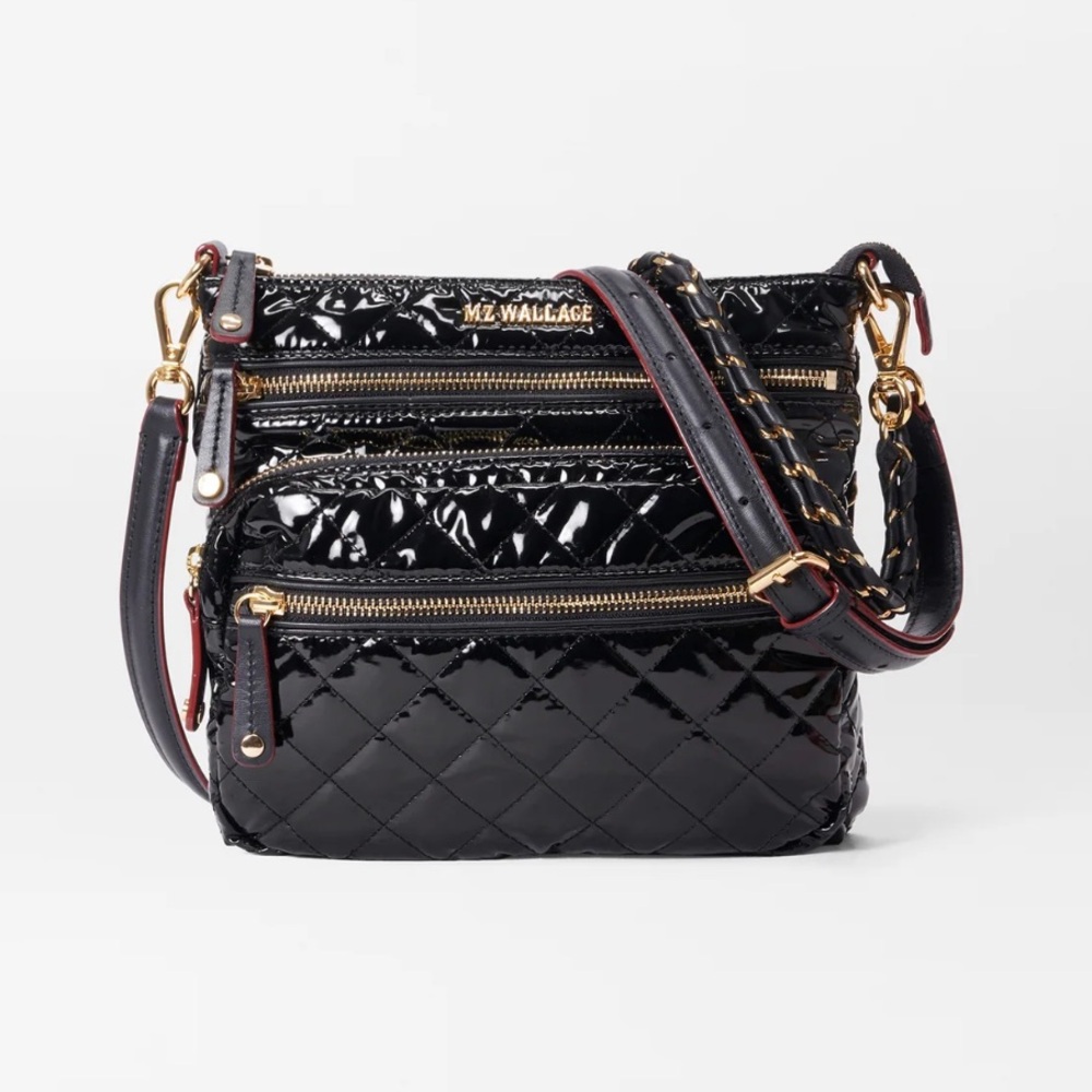 MZ Wallace Black Lacquer Downtown Crosby Crossbody